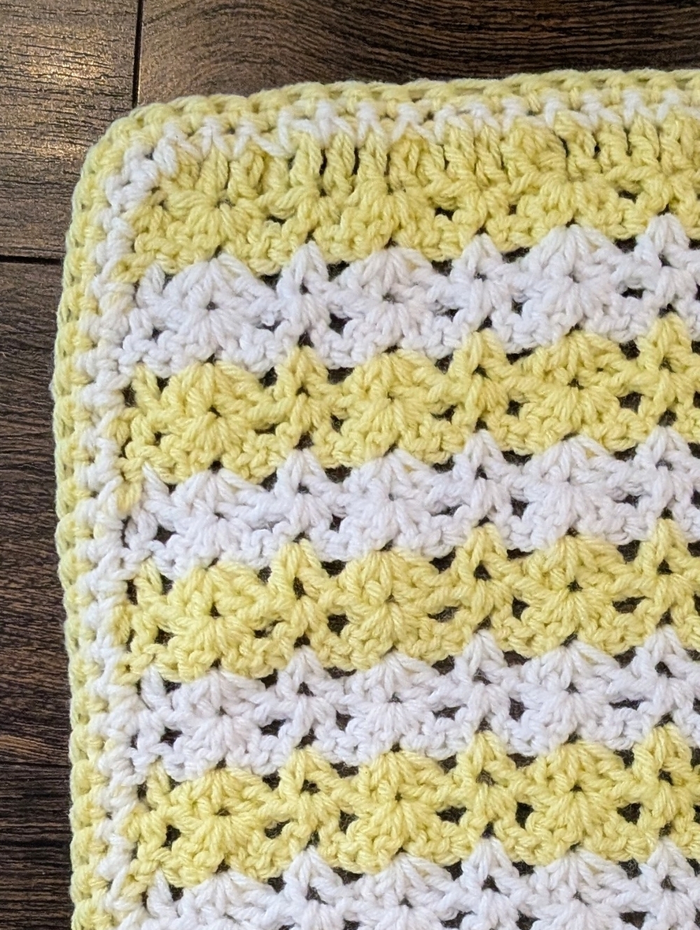 EUC Handmade 47"x36" Crocheted White and Yellow Throw Blanket Afghan - Picture 2 of 5